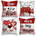 Decorative Pillow Covers Throw Sofa Valentine Heart Print 4 Pack Square Cushion Set - Image 1