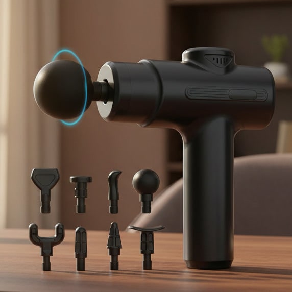 Deep Tissue Percussion Portable Massage Gun Electric Handheld Eight Heads Back - Image 1