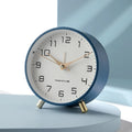 Desk Clock Table Round Analog Metal Feet Glass Front Small - Image 1