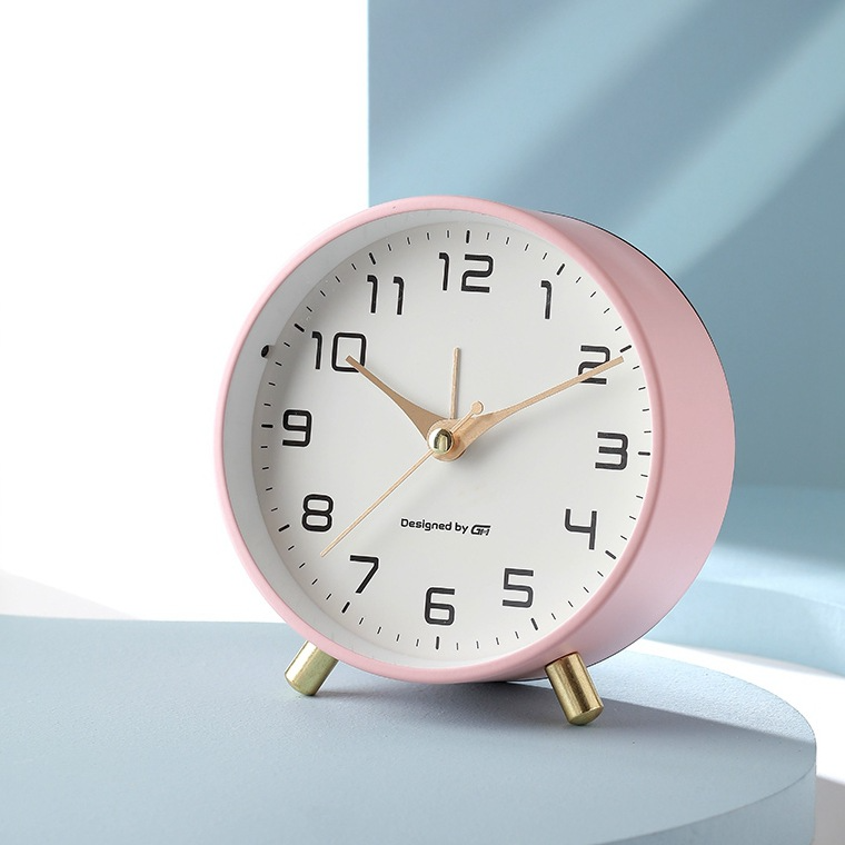 Desk Clock Table Round Analog Metal Feet Glass Front Small - Image 10