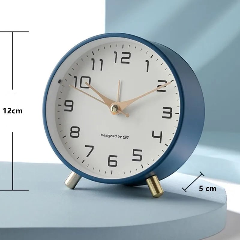 Desk Clock Table Round Analog Metal Feet Glass Front Small - Image 11