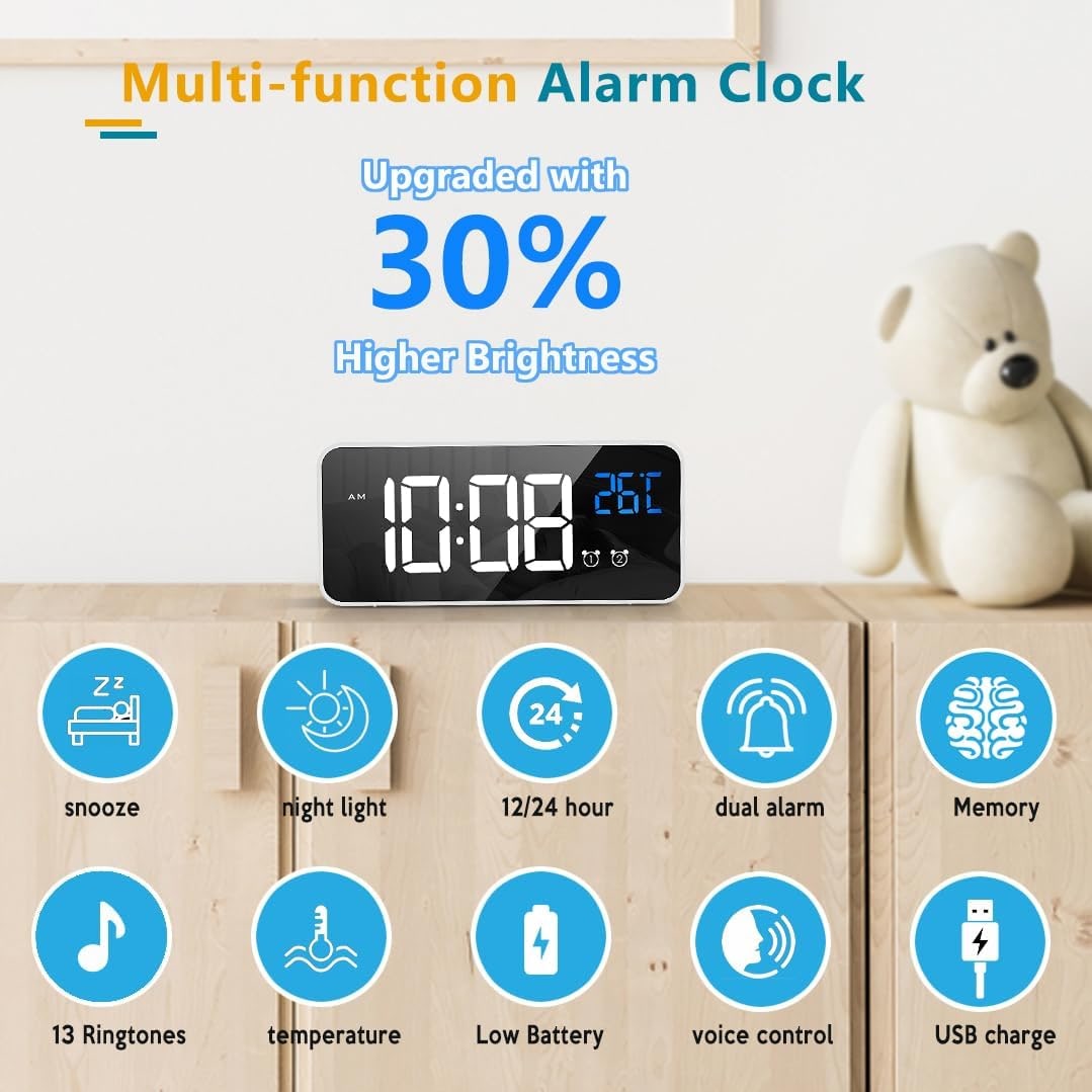 Digital Alarm Clock with Calendar Day Display and Remote Control Led - Image 17