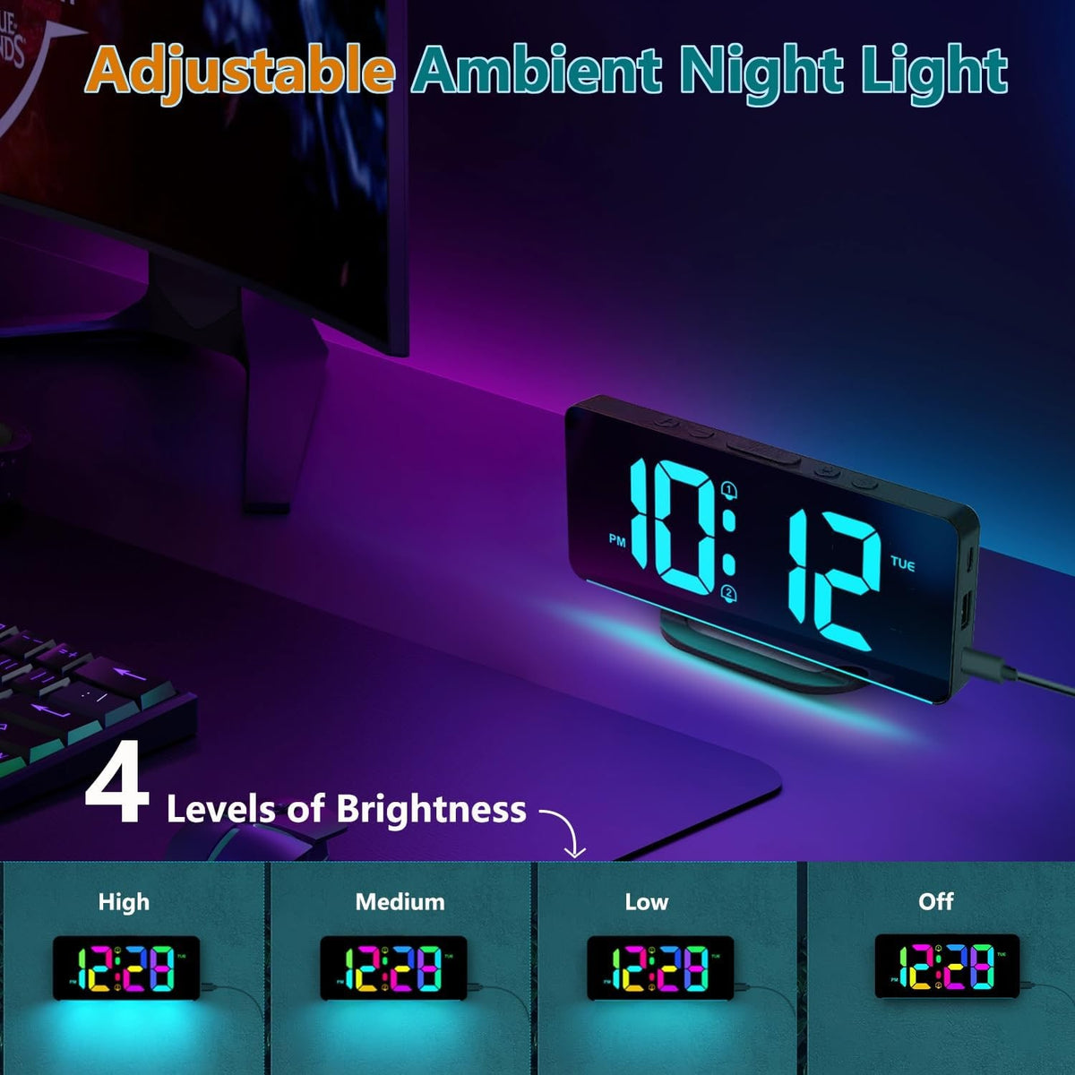 Digital Alarm Clock with Calendar Day Display and Remote Control Led - Image 23