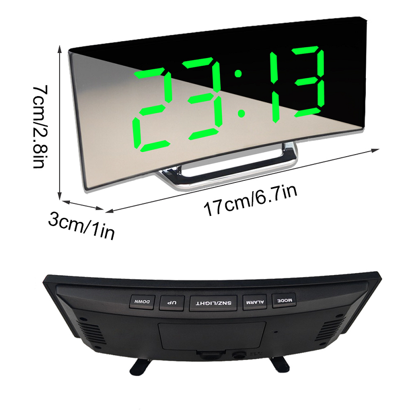 Digital Alarm Clock with Curved Mirror LED Display and Temperature Function - Image 4