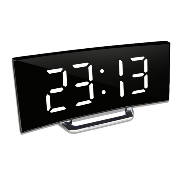 Digital Alarm Clock with Curved Mirror LED Display and Temperature Function - Image 6