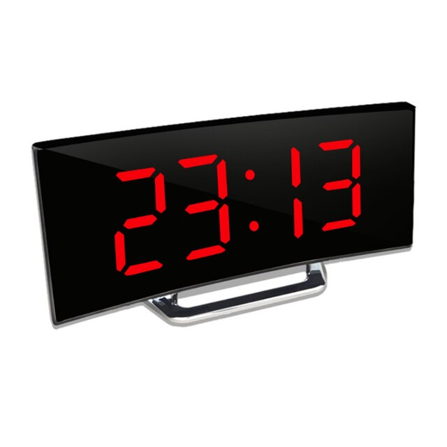 Digital Alarm Clock with Curved Mirror LED Display and Temperature Function - Image 8