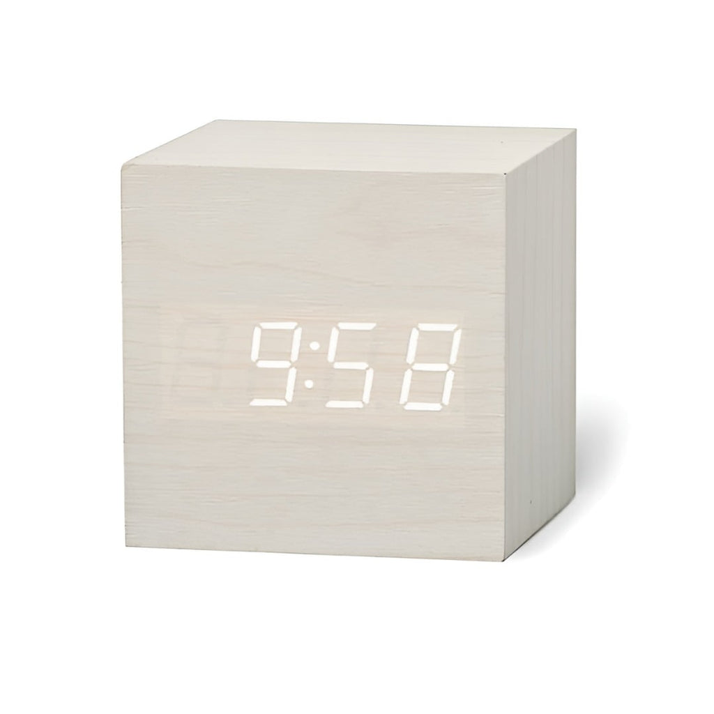 Digital Alarm Clock Wooden Cube LED Display Temperature Tabletop Desk - Image 5