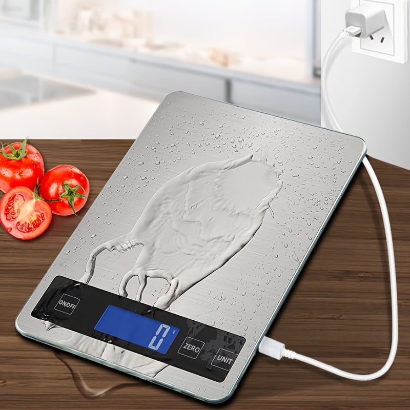 Digital Food Scale Kitchen Weighing Rechargeable Stainless Steel Waterproof Precision - Image 2