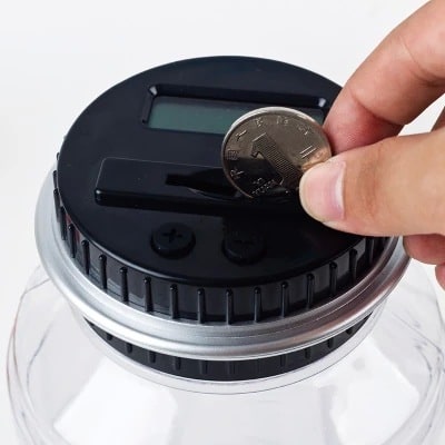 Digital Piggy Bank with Lcd Screen and Coin Counting for Large Capacity Savings Wooden - Image 1