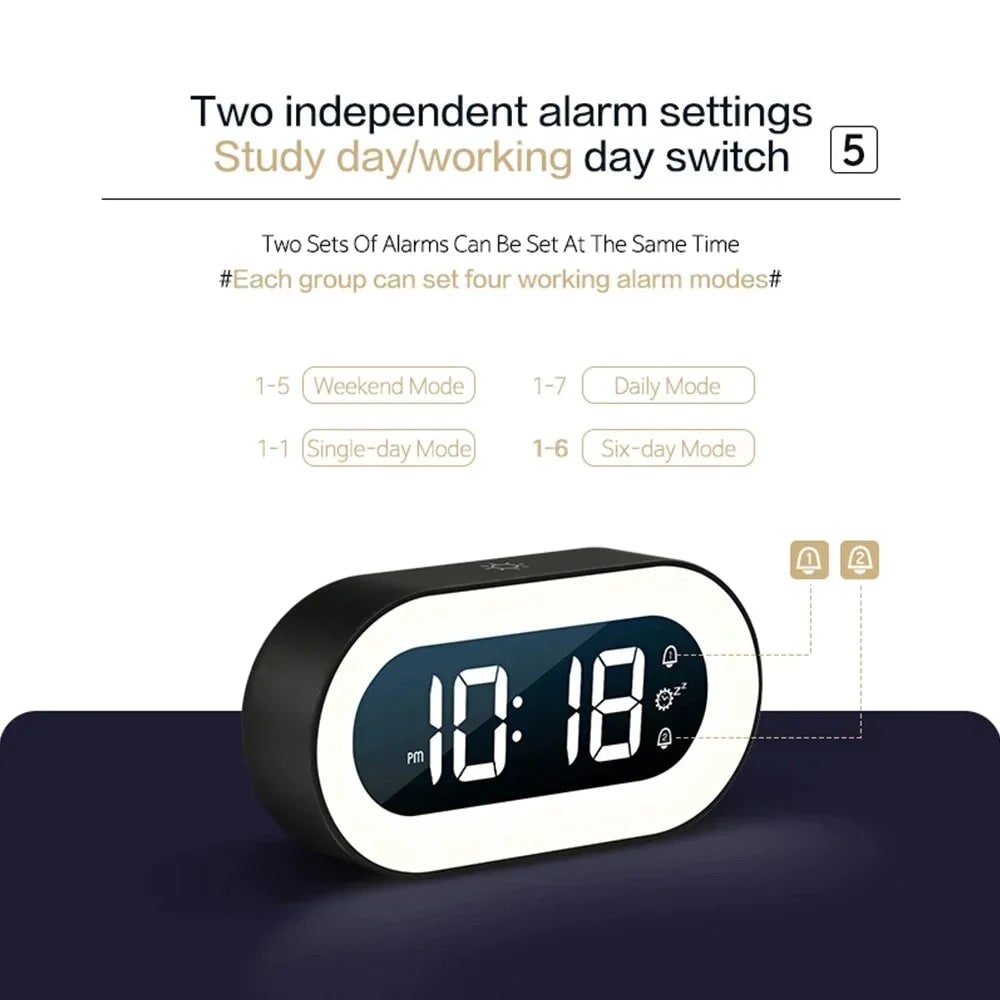 Digital Sunrise Alarm Clock with Dimmable Night Light and Natural Sounds - Image 2