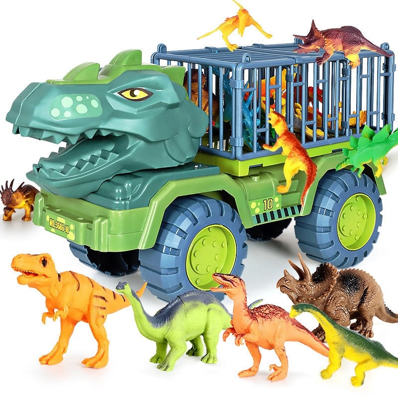 Dinosaur Toy Truck with Transport Cage Figures and Eggs for Kids - Image 2