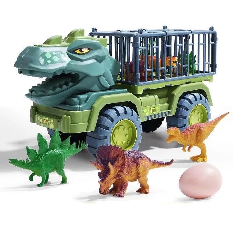 Dinosaur Toy Truck with Transport Cage Figures and Eggs for Kids - Image 3