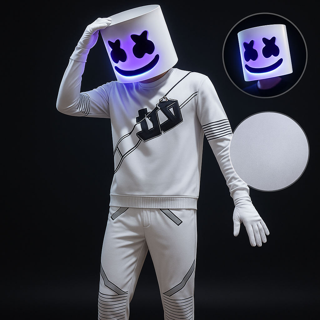 Dj Costume with Light Up LED Mask and Multi-Color Hoodie Pants Set - Image 1