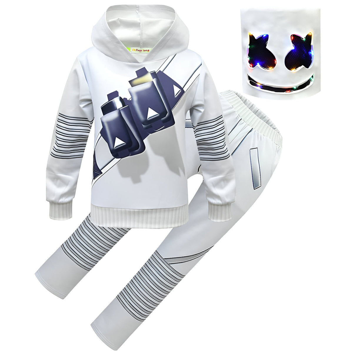 Dj Costume with Light Up LED Mask and Multi-Color Hoodie Pants Set - Image 10
