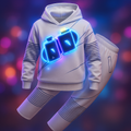 Dj Costume with Light Up LED Mask and Multi-Color Hoodie Pants Set - Image 2