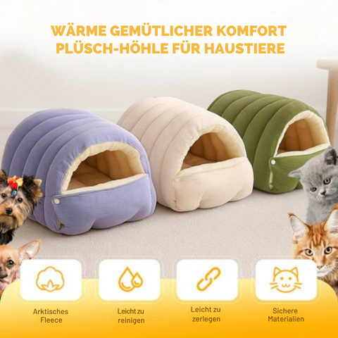 Dog Bed Cat Cave with Hooded Corduroy Plush Fleece Lining and Padded Cushion Heated - Image 1