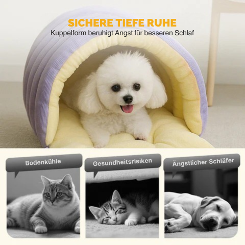 Dog Bed Cat Cave with Hooded Corduroy Plush Fleece Lining and Padded Cushion Heated - Image 3