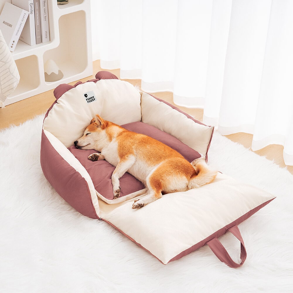 Dog Car Seat and Convertible Bed with Safety Straps and Removable Cushion - Image 10