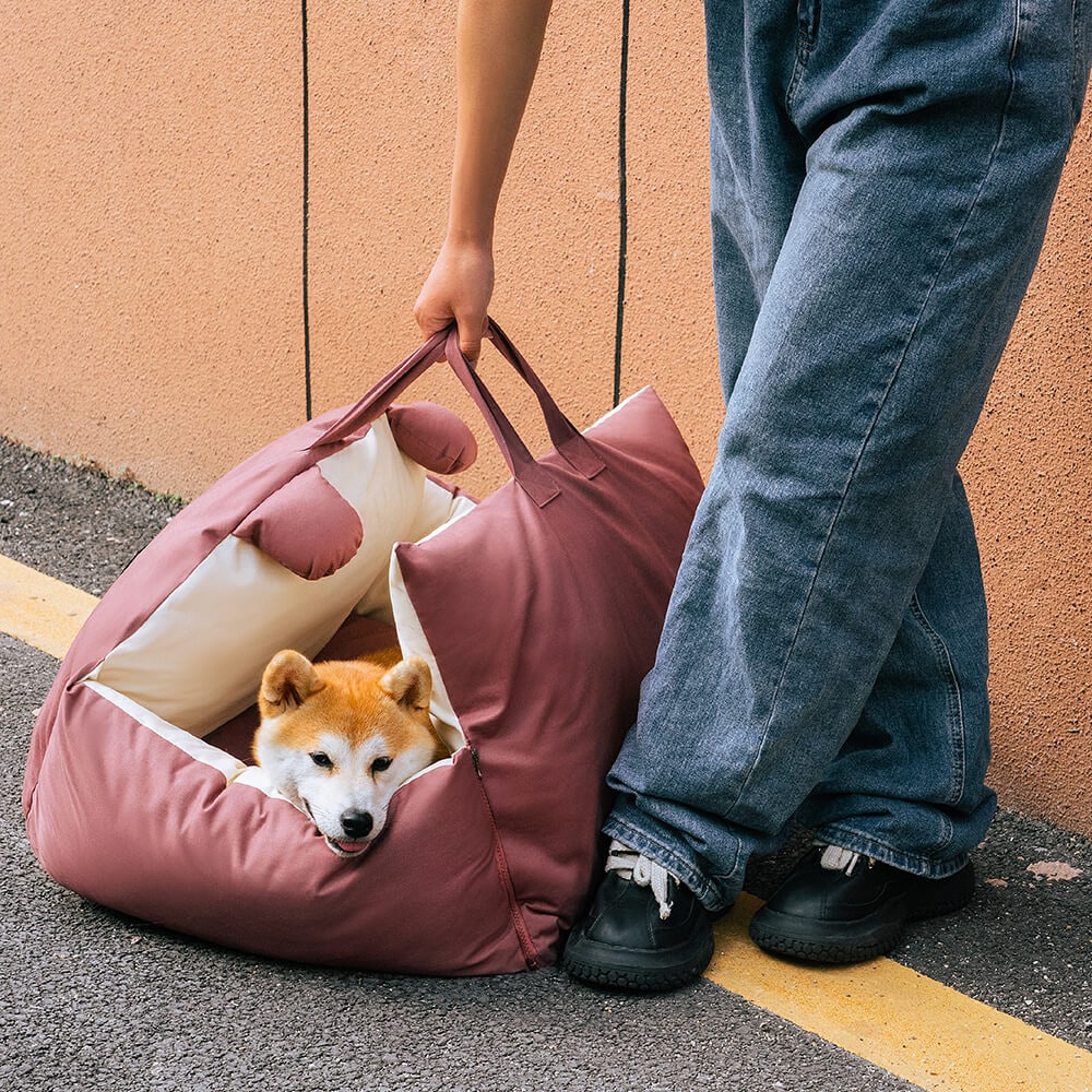 Dog Car Seat and Convertible Bed with Safety Straps and Removable Cushion - Image 11