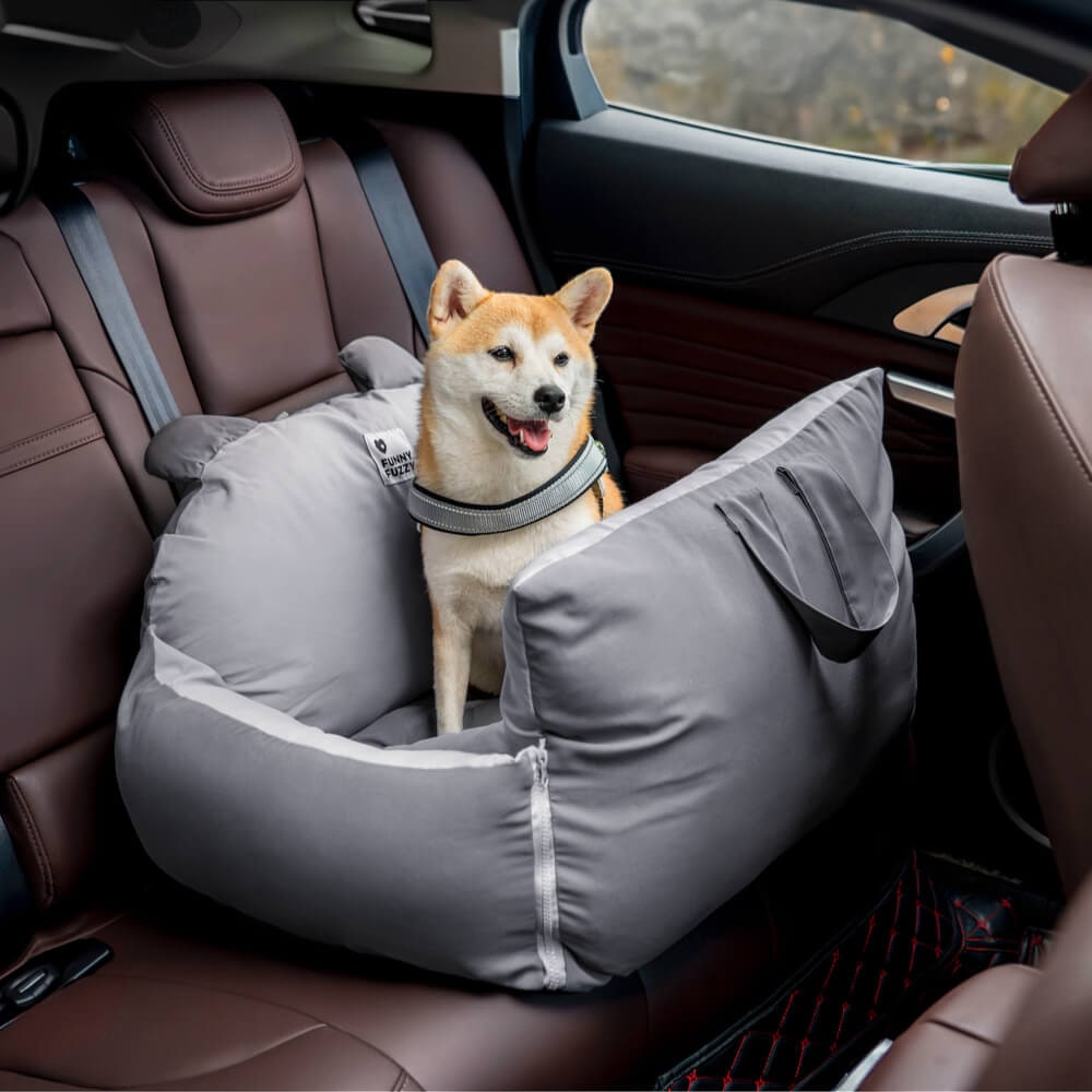 Dog Car Seat and Convertible Bed with Safety Straps and Removable Cushion - Image 21