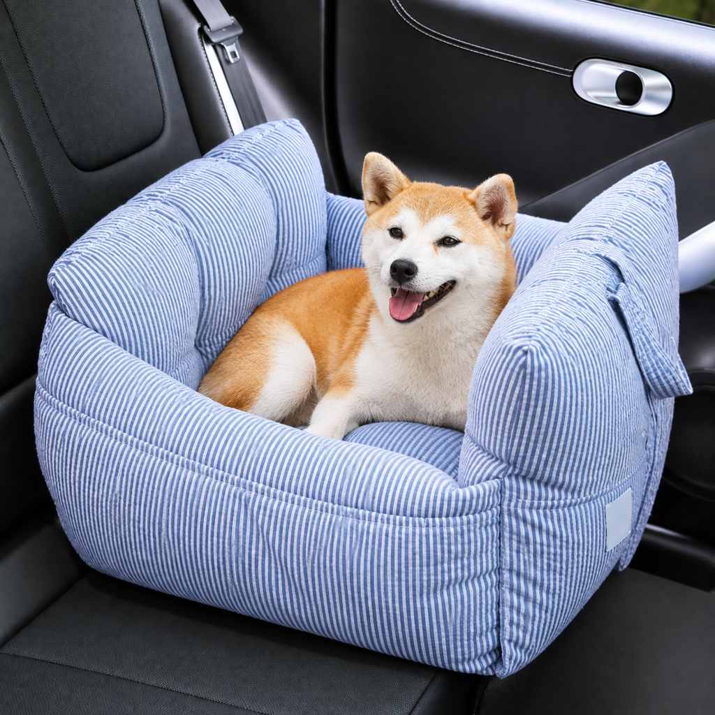 Dog Car Seat and Convertible Bed with Safety Straps and Removable Cushion - Image 22