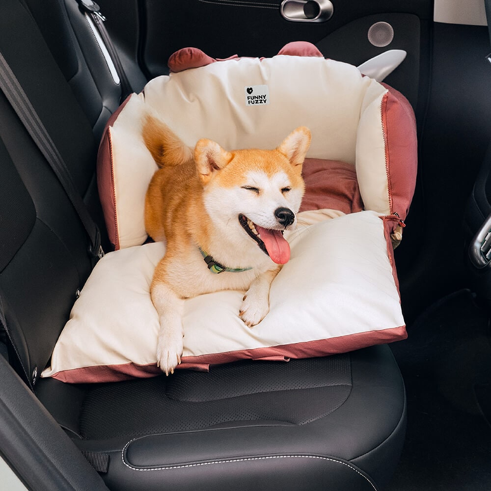 Dog Car Seat and Convertible Bed with Safety Straps and Removable Cushion - Image 5