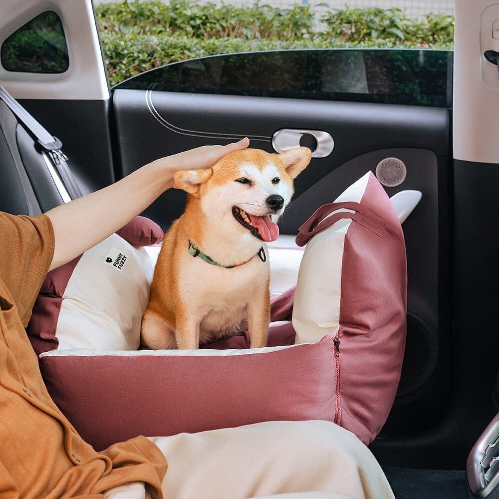 Dog Car Seat and Convertible Bed with Safety Straps and Removable Cushion - Image 6