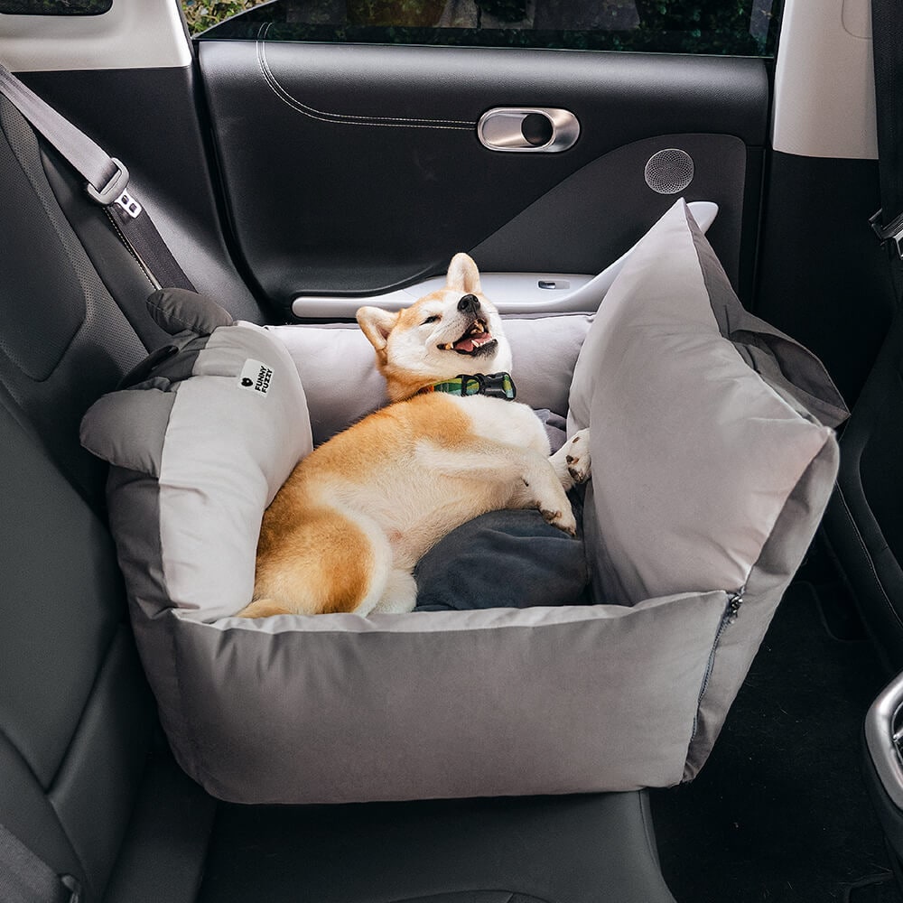 Dog Car Seat and Convertible Bed with Safety Straps and Removable Cushion - Image 7