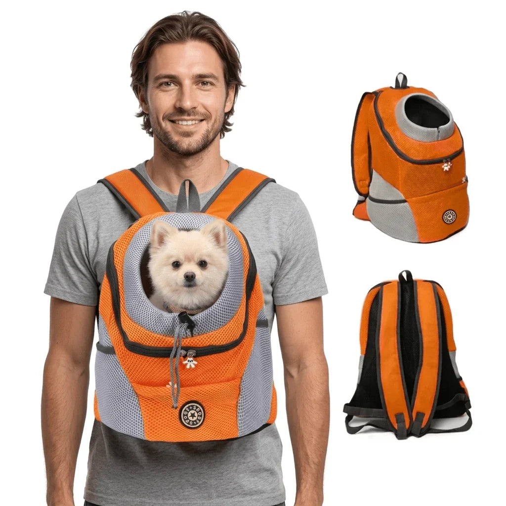 Dog Carrier Backpack with Breathable Mesh Padded Straps and Front-Facing Design - Image 2