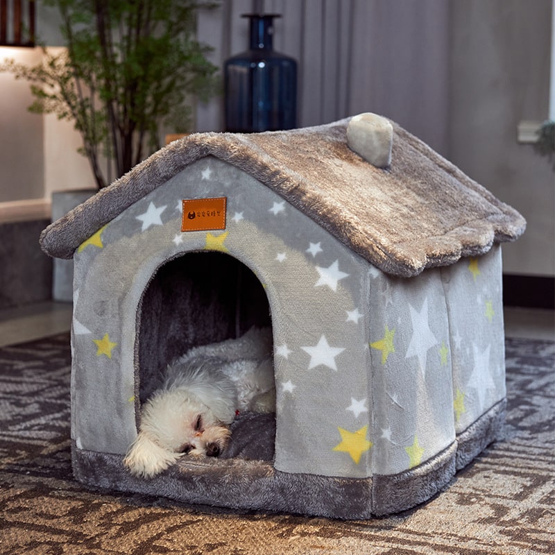 Dog House Bed with Orthopedic Support Plush Enclosed Pet Cave with Removable Cushion X Large - Image 2