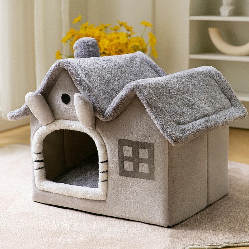 Dog House Bed with Orthopedic Support Plush Enclosed Pet Cave with Removable Cushion X Large - Image 3