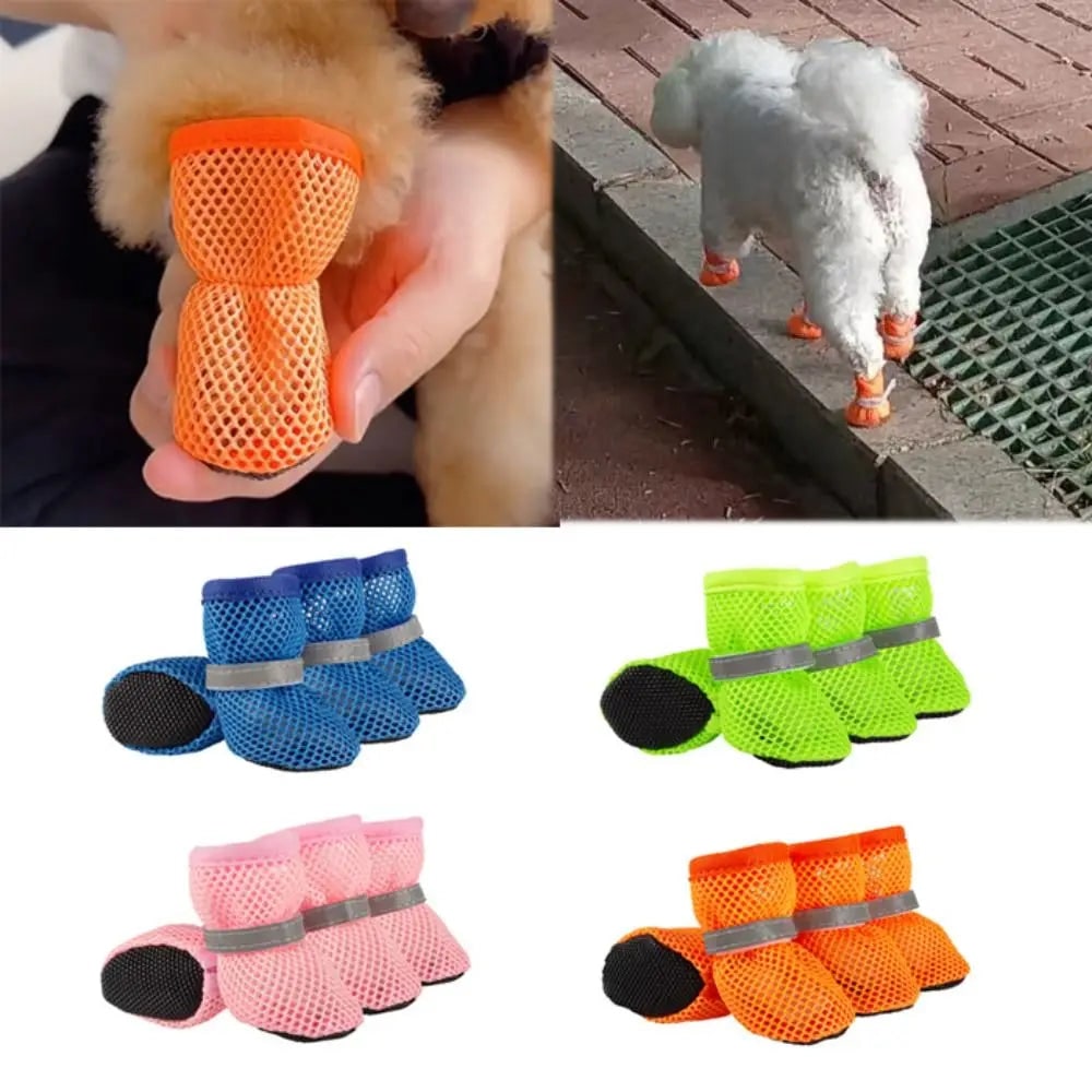 Dog Shoes Boots Paw Protection Mesh Breathable Non Slip Reflective 4 Pack Protective Booties - Image 8