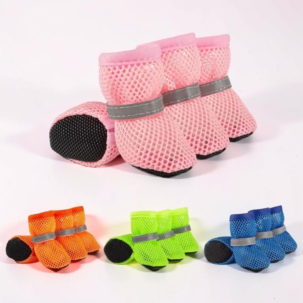 Dog Shoes Boots Paw Protection Mesh Breathable Non Slip Reflective 4 Pack Protective Booties - Image 9