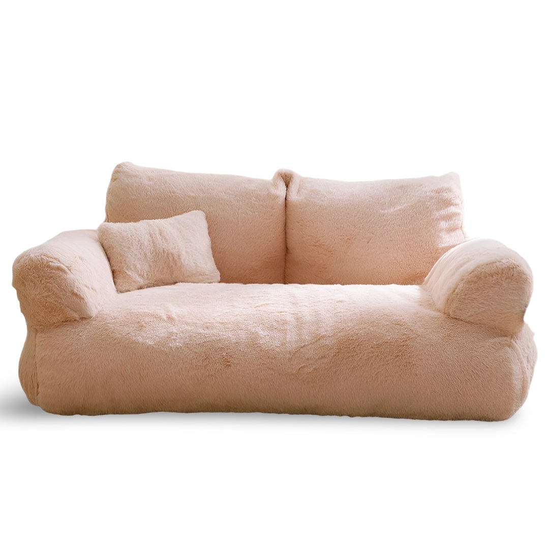 Dog Sofa Bed Pet Plush Faux Fur Padded Armrests Pillow Couch - Image 3