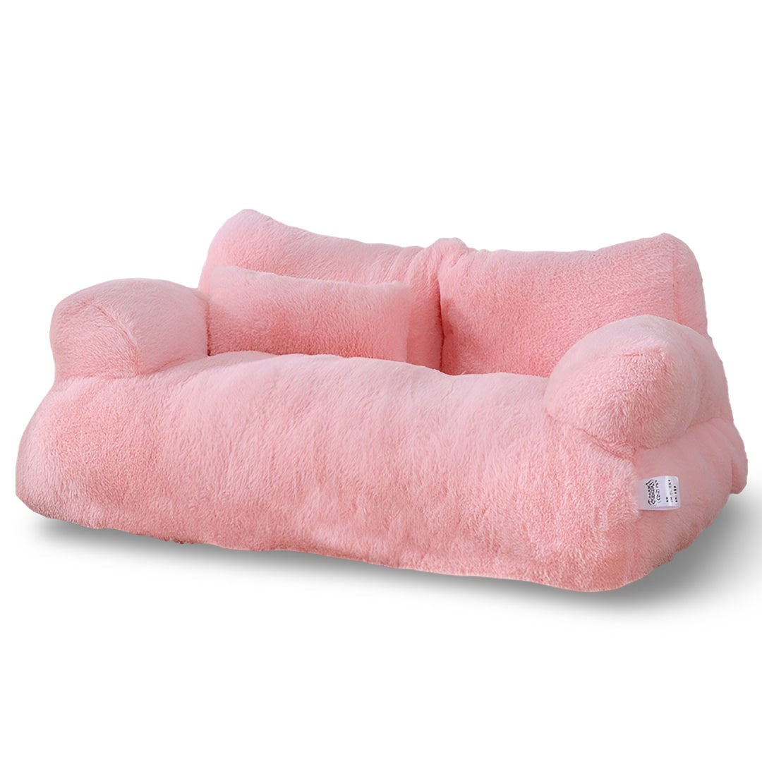 Dog Sofa Bed Pet Plush Faux Fur Padded Armrests Pillow Couch - Image 4