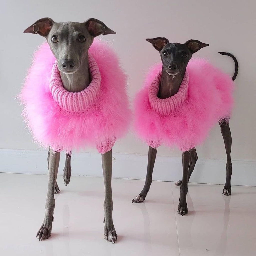 Dog Sweater with Ribbed Turtleneck and Fluffy Faux Fur for Small - Image 1