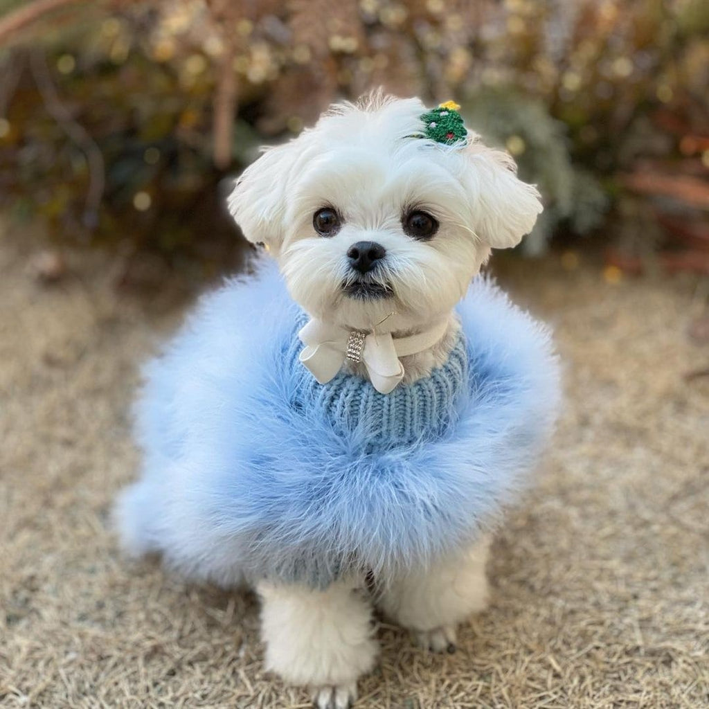 Dog Sweater with Ribbed Turtleneck and Fluffy Faux Fur for Small - Image 4