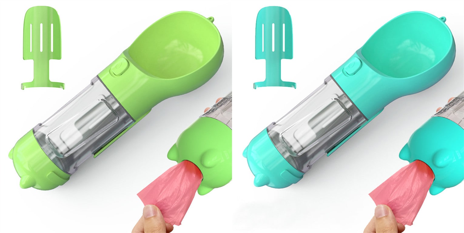 Dog Water Bottle Dispenser with Integrated Bowl and Waste Bag Storage for Outdoor Travel - Image 21