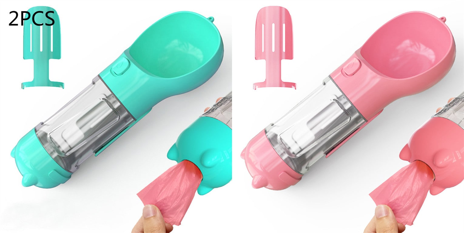 Dog Water Bottle Dispenser with Integrated Bowl and Waste Bag Storage for Outdoor Travel - Image 3