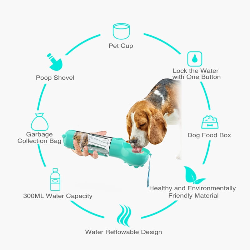 Dog Water Bottle Dispenser with Integrated Bowl and Waste Bag Storage for Outdoor Travel - Image 30