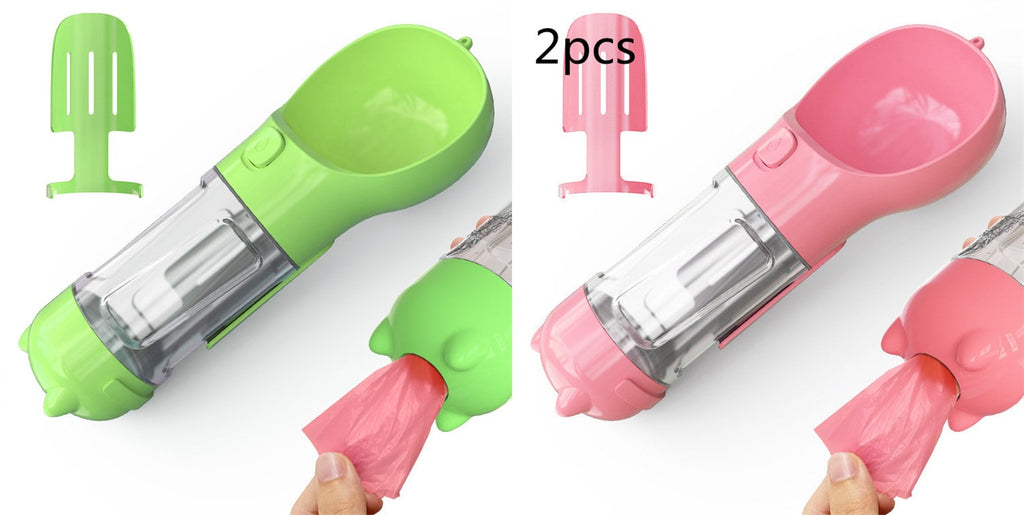 Dog Water Bottle Dispenser with Integrated Bowl and Waste Bag Storage for Outdoor Travel - Image 43