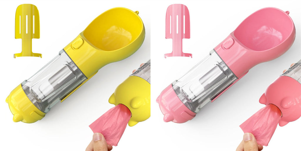Dog Water Bottle Dispenser with Integrated Bowl and Waste Bag Storage for Outdoor Travel - Image 5
