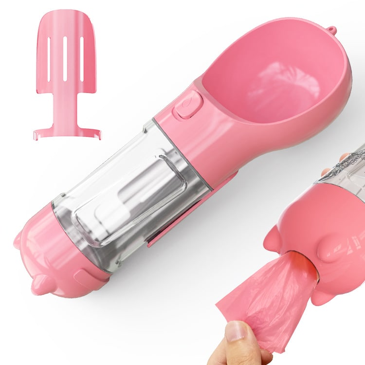 Dog Water Bottle Dispenser with Integrated Bowl and Waste Bag Storage for Outdoor Travel - Image 7