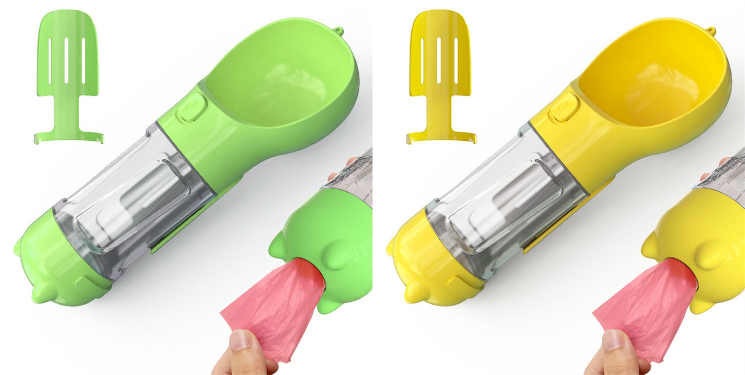 Dog Water Bottle Dispenser with Integrated Bowl and Waste Bag Storage for Outdoor Travel - Image 8