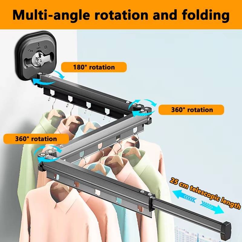 Wall Mounted Foldable Clothes Drying Rack Adjustable