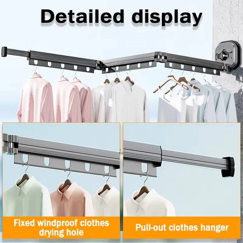 Wall Mounted Foldable Clothes Drying Rack Adjustable