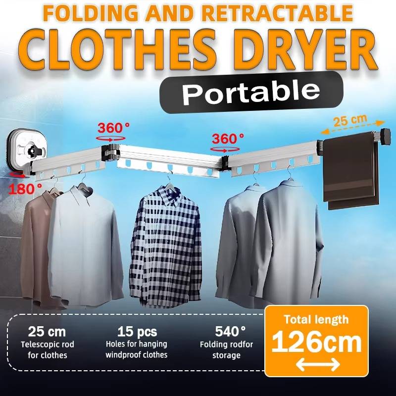 Wall Mounted Foldable Clothes Drying Rack Adjustable