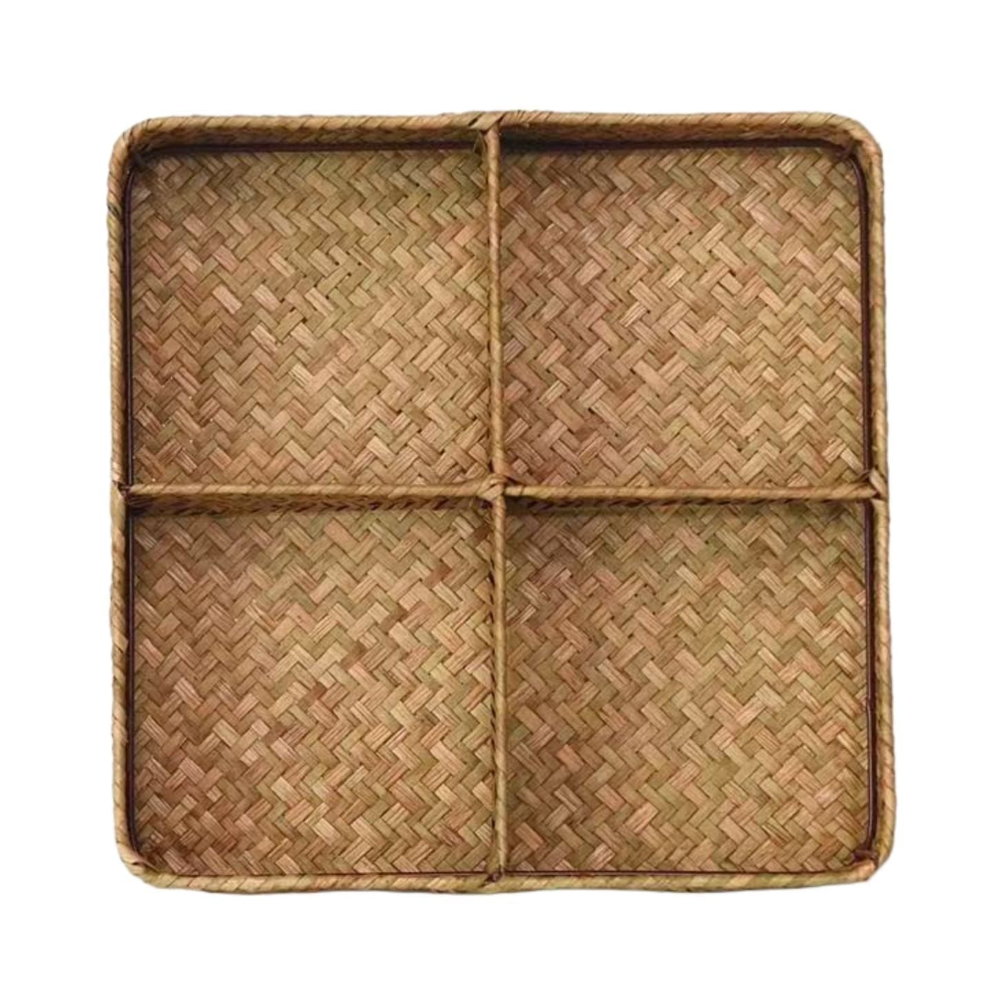 Drawer Organizer with Four Compartments Woven Seagrass Kitchen Cabinet Tray Spice Organiser - Image 3