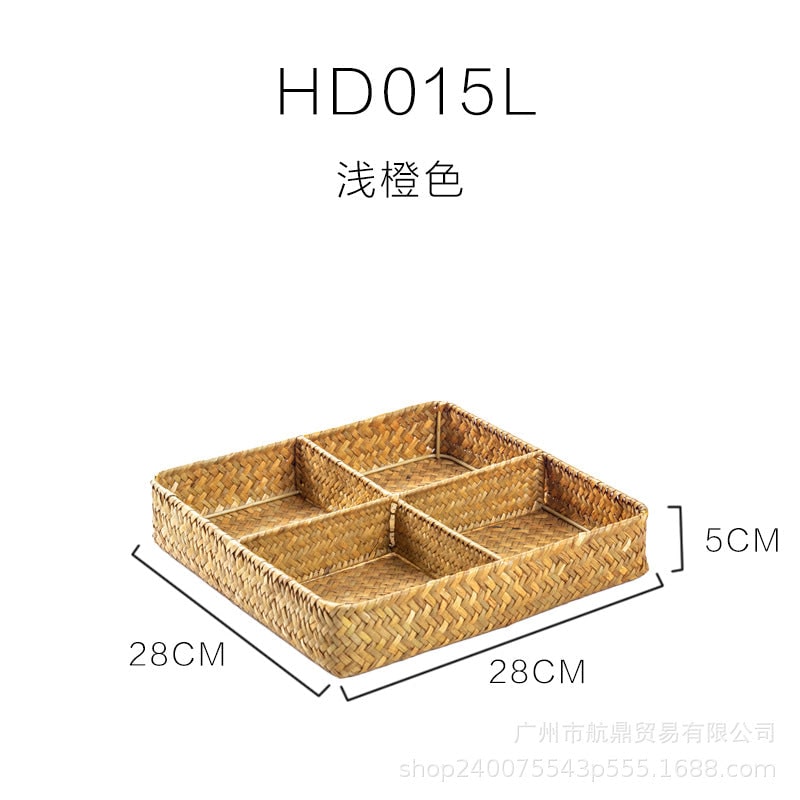 Drawer Organizer with Four Compartments Woven Seagrass Kitchen Cabinet Tray Spice Organiser - Image 4