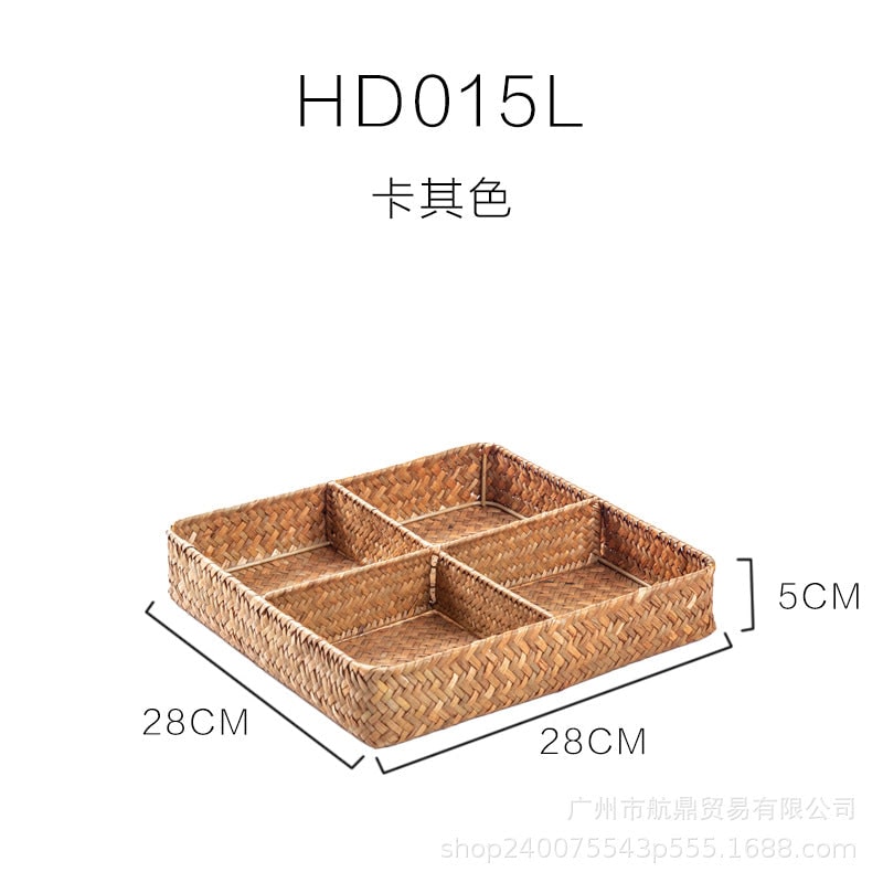 Drawer Organizer with Four Compartments Woven Seagrass Kitchen Cabinet Tray Spice Organiser - Image 5